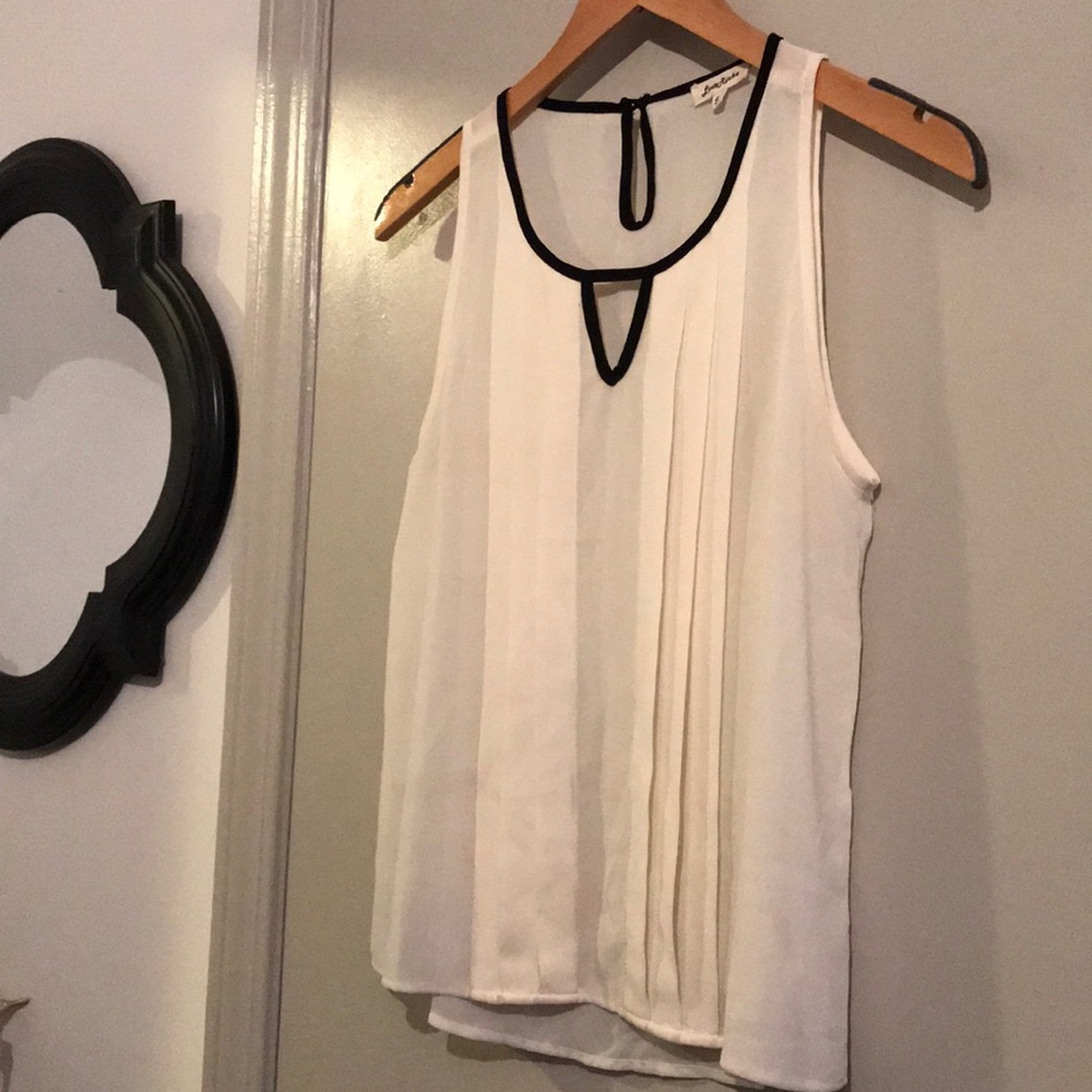 Pleated Cream Sleeveless Blouse